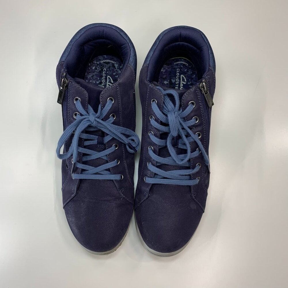 Clarks, Breeze Glide Sneakers, Dark Navy with Zip Women Size 10